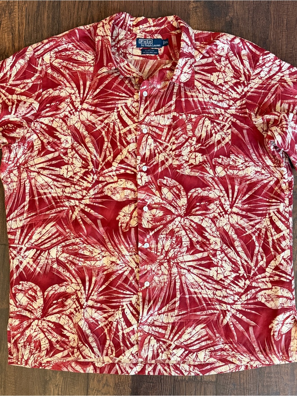 Vintage 90s Polo Ralph Lauren Clayton Shirt Men’s XL Silk Linen Hawaiian